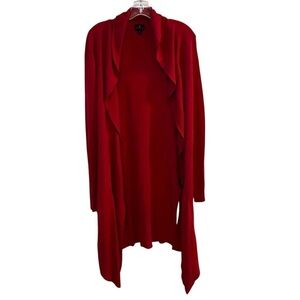Worthington Women's Red Handkerchief Hem Cardigan Sweater Size S